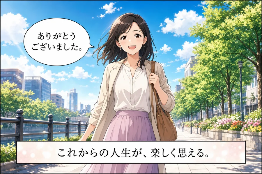 明るく歩く主人公