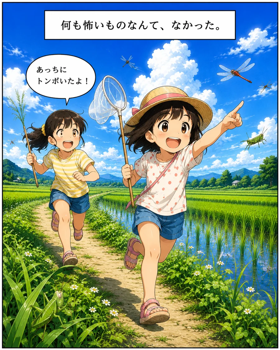 友達と虫取りではしゃぐ子供時代の主人公