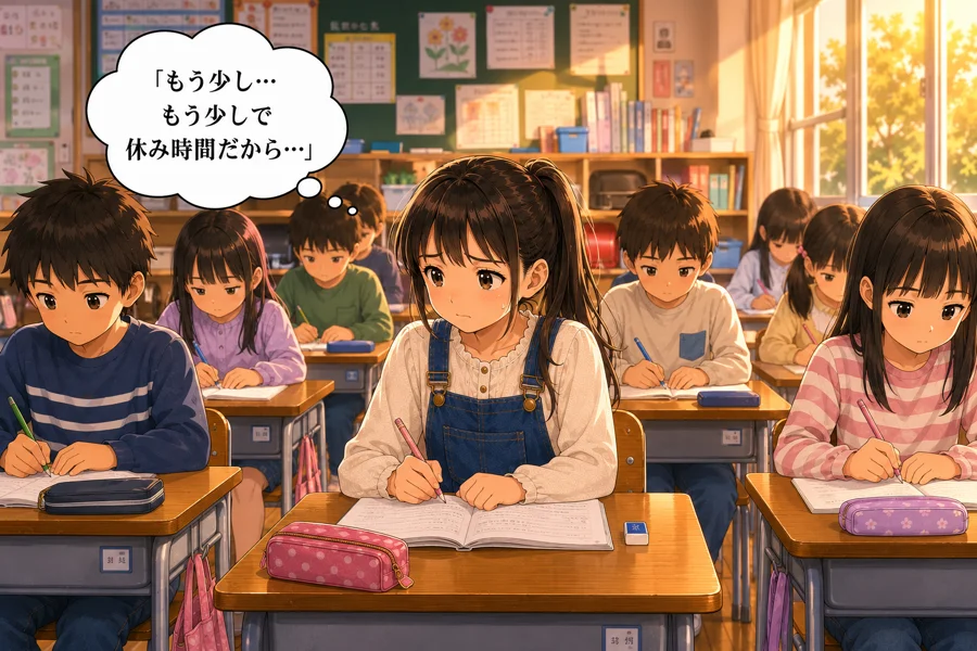 トイレを我慢する主人公