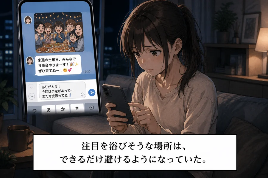 食事会の誘いを断る主人公