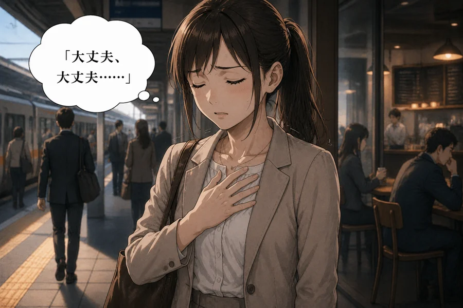 駅で自分に言い聞かせる主人公