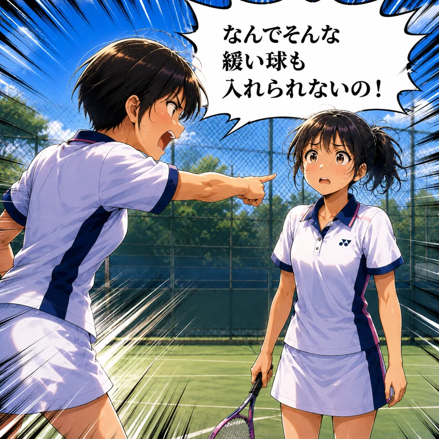 チームメイトから責められる主人公