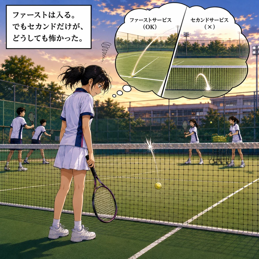 ファーストサーブは入るがセカンドだけが怖い