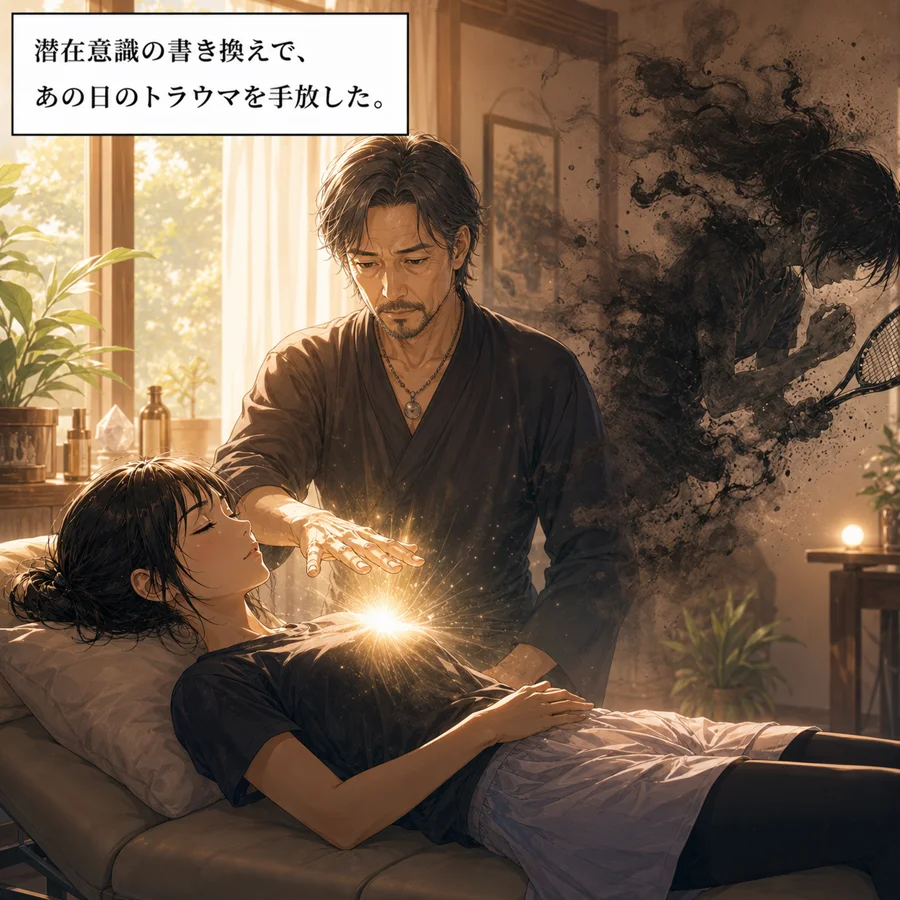 施術を受ける主人公